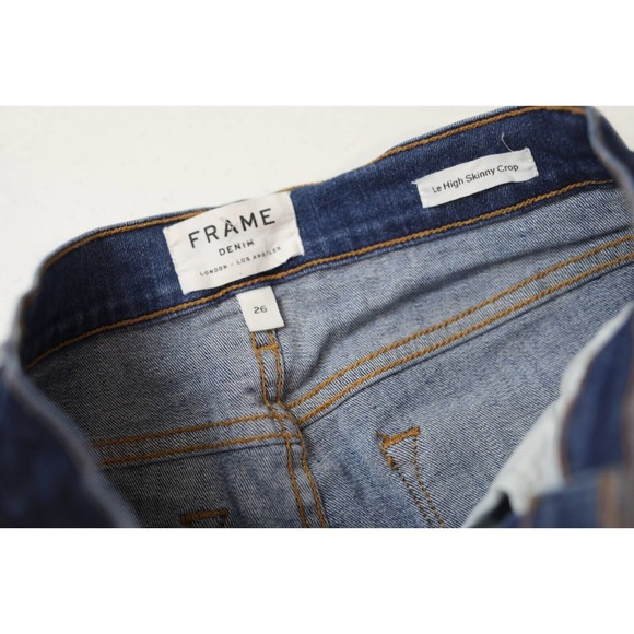 Frame Denim Womens Kenya Le High Skinny Crop Jeans Size 26 Two Tone Panel Blue - Picture 6 of 12